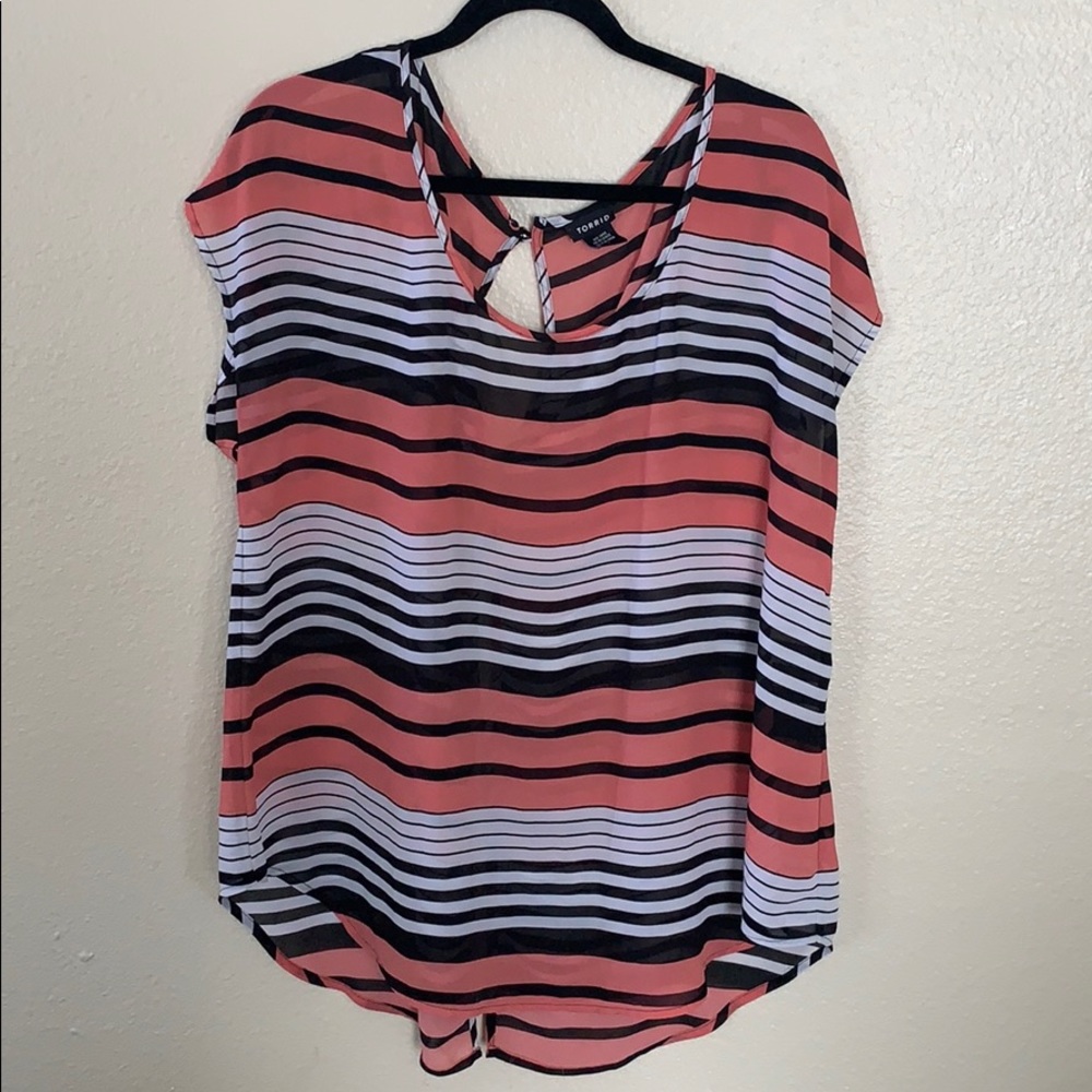 Torrid striped, sheer top Size 1